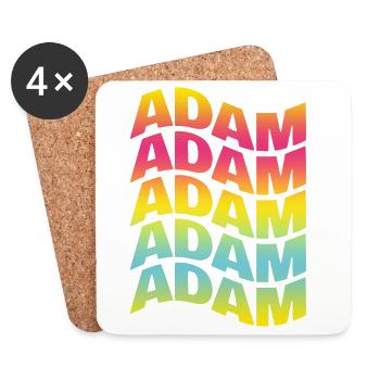 T-Shirt Adam Text Wellentexteffekt - Untersetzer (4er-Set) - Weiß - Vorne