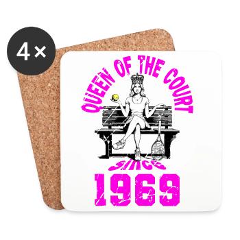 Tennis Shirt Women's Birthday Anniversary 1969 - Coasters (set of 4) - white - Front