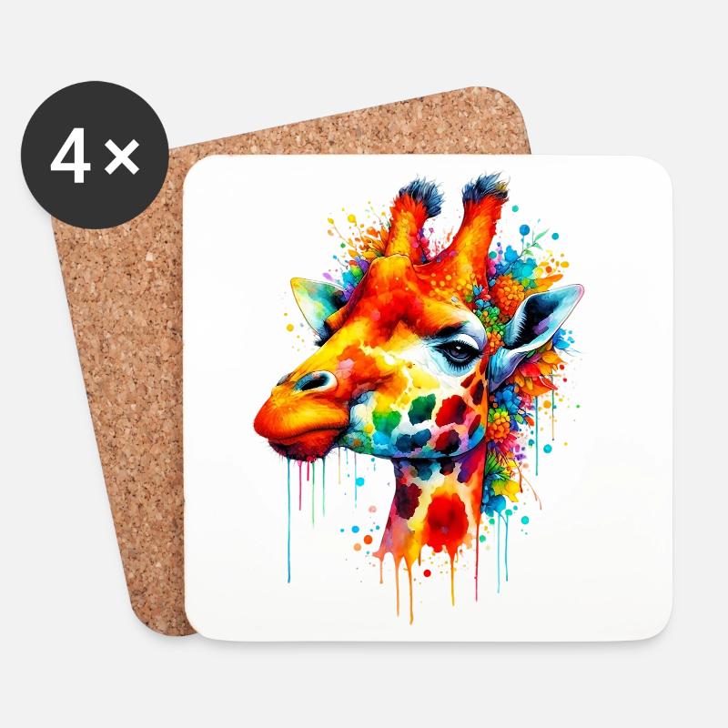 Giraffe - Untersetzer (4er-Set) - Weiß