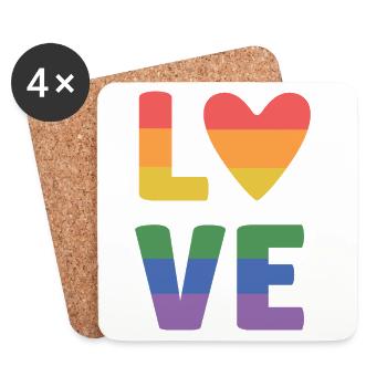 LGBT Pride Month - Liebe ist Liebe - Untersetzer (4er-Set) - Weiß - Vorne