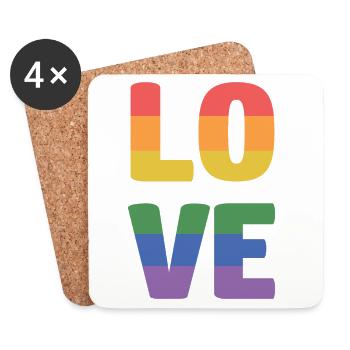 LGBT Pride Month - Liebe ist Liebe - Untersetzer (4er-Set) - Weiß - Vorne