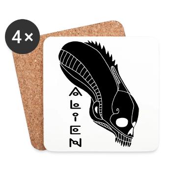 Black Alien Skull - Coasters (set of 4) - white - Front
