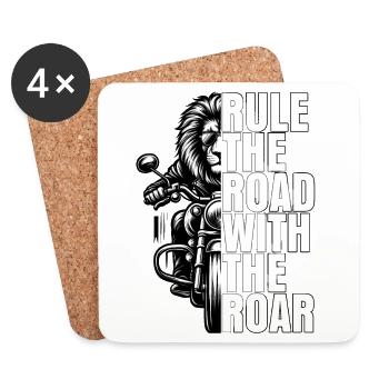 RULE THE ROAD WITH THE ROAR OF A LION BIKER! - Coasters (set of 4) - white - Front