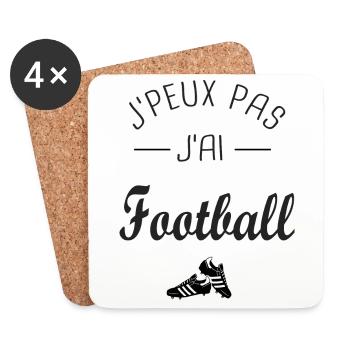 J'peux pas j ai Football joueur footballeur foot - Dessous de verre (lot de 4) - blanc - Devant