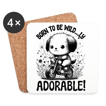 CHIOT MIGNON SUR UNE MOTO : NÉ POUR ÊTRE ADORABLE - Dessous de verre (lot de 4) - blanc - Devant