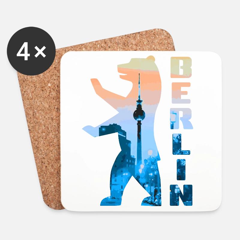 Berliner Bär Silhouette - Untersetzer (4er-Set) - Weiß