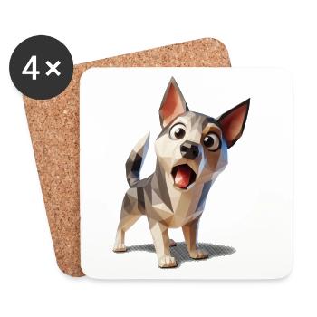 Cadeau de chien Chihuahua low poly pour propriétaire - Dessous de verre (lot de 4) - blanc - Devant