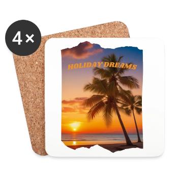 Holiday Dreams - Plage avec coucher de soleil - Dessous de verre (lot de 4) - blanc - Devant