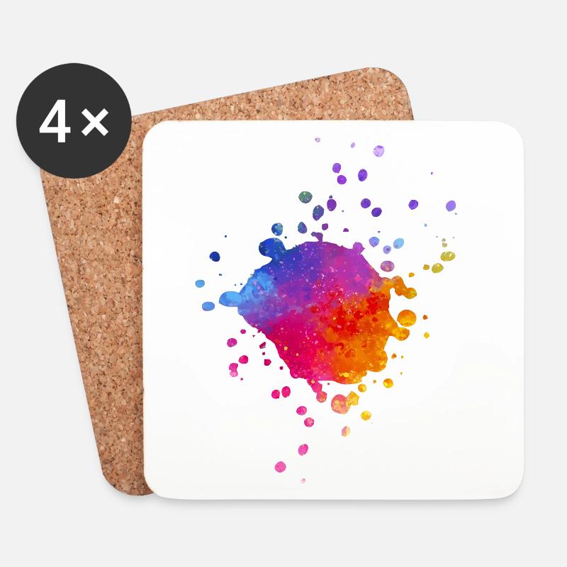 Bunte Farbspritzer - Farbverlauf Aquarell - Untersetzer (4er-Set) - Weiß