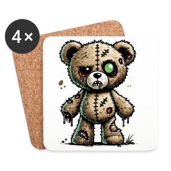 Ours en peluche zombie fascinant et effrayant - Dessous de verre (lot de 4) - blanc - Devant