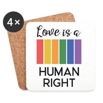 LGBT Pride Month - Love is a Human Right - Coasters (set of 4) - white - Front