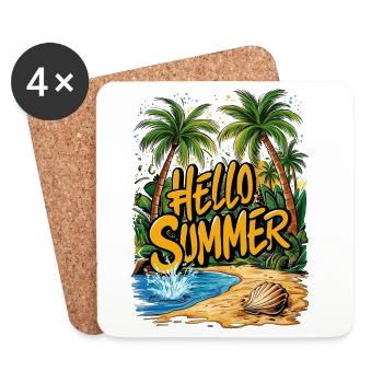 Sommerliche tropische Strandszene - Untersetzer (4er-Set) - Weiß - Vorne