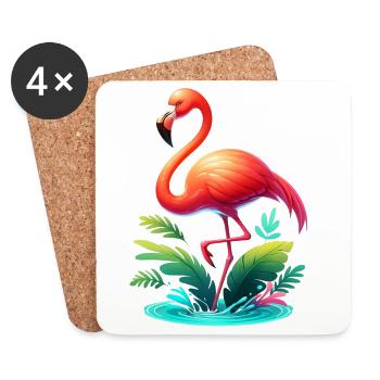 Flamant - Dessous de verre (lot de 4) - blanc - Devant