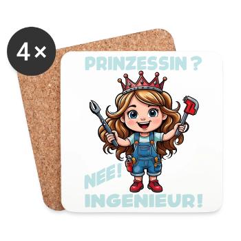 Princess becomes engineer mechanic - Coasters (set of 4) - white - Front