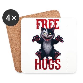 Funny Hugs For Free Horror Dark Cat Humor - Coasters (set of 4) - white - Front