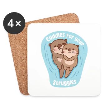 Cute Otters Cuddles For Your Struggles Support - Coasters (set of 4) - white - Front