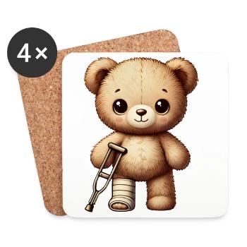 Teddy brings comfort - cuddly toy with plaster leg - Coasters (set of 4) - white - Front
