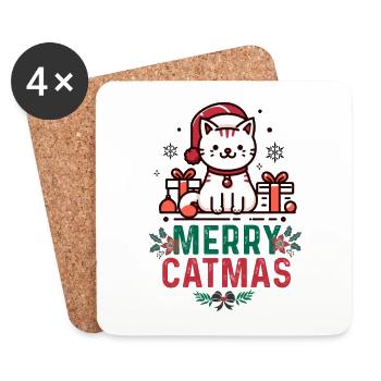 Merry Catmas, Merry Christmas - Coasters (set of 4) - white - Front