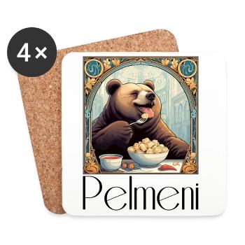 Pelmeni Bear Russian Gift - Coasters (set of 4) - white - Front
