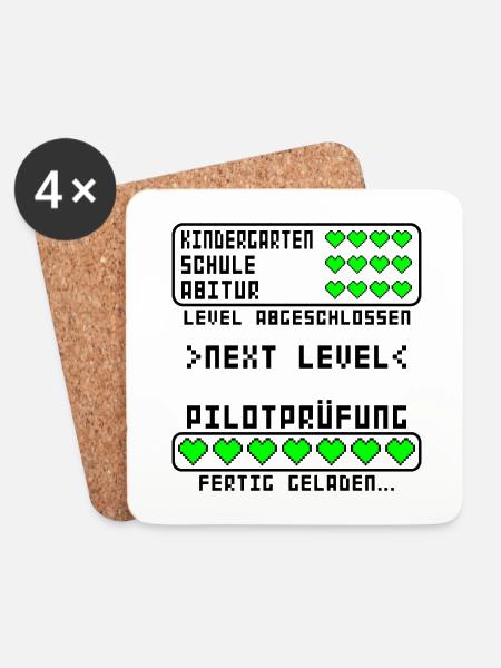 Pilotenprüfung Flugschein Hubschrauber bestanden - Untersetzer (4er-Set) - Weiß
