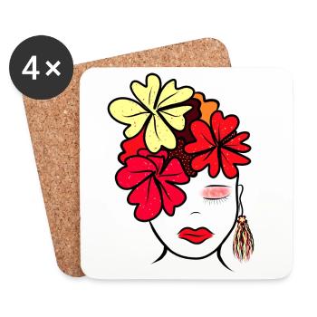 Botanical Flower Collage Print - Coasters (set of 4) - white - Front