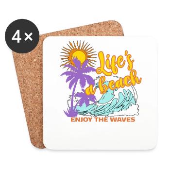 La vie est une plage - Profitez des vagues - Dessous de verre (lot de 4) - blanc - Devant