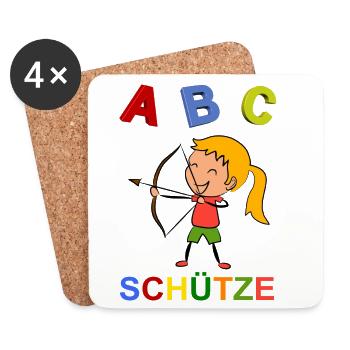 Kind Einschulung - Untersetzer (4er-Set) - Weiß - Vorne