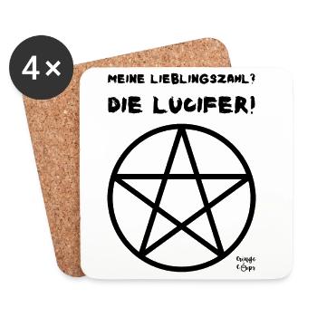 Meine Lieblingszahl ist die Lucifer - Untersetzer (4er-Set) - Weiß - Vorne