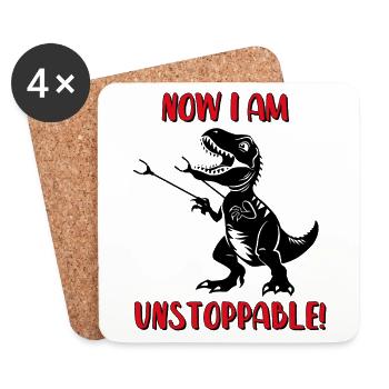 Maintenant, je suis inarrêtable - T-Rex - Dessous de verre (lot de 4) - blanc - Devant