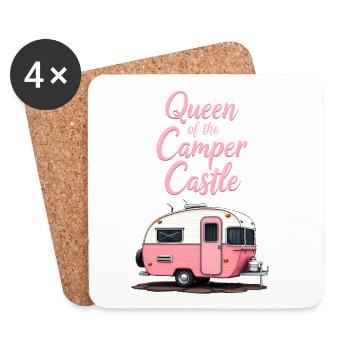 Queen Of The Camper Castle, RV Girl - Coasters (set of 4) - white - Front