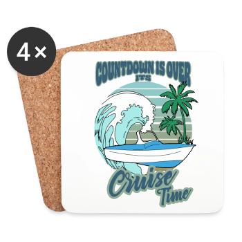 Le compte à rebours est terminé - C’est l’heure de la croisière - Dessous de verre (lot de 4) - blanc - Devant