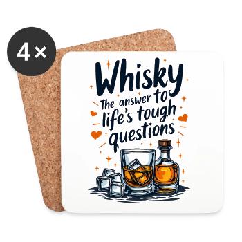WHISKY : LA RÉPONSE AUX QUESTIONS DIFFICILES DE LA VIE - Dessous de verre (lot de 4) - blanc - Devant