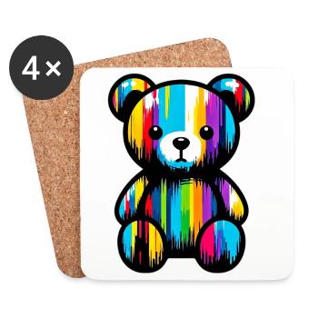 Orso Orsacchiotto Ours en peluche - Dessous de verre (lot de 4) - blanc - Devant