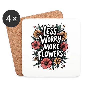 WENIGER SORGEN, MEHR BLUMEN - Untersetzer (4er-Set) - Weiß - Vorne