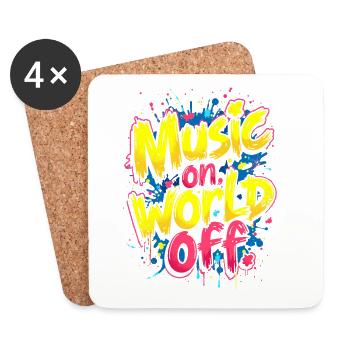 MUSIK AN, WELT AUS - Untersetzer (4er-Set) - Weiß - Vorne