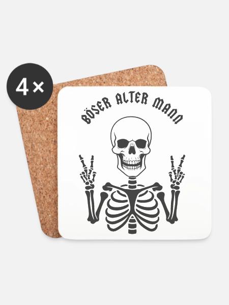 Böser alter Mann - Untersetzer (4er-Set) - Weiß