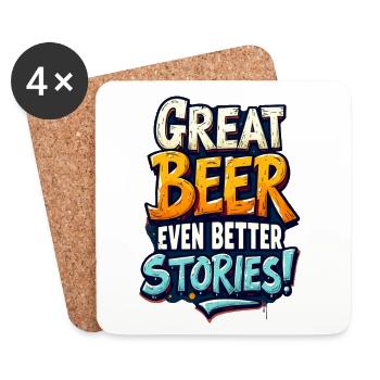 TOLLES BIER, NOCH BESSERE GESCHICHTEN - Untersetzer (4er-Set) - Weiß - Vorne