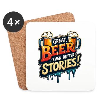 TOLLES BIER, NOCH BESSERE GESCHICHTEN - Untersetzer (4er-Set) - Weiß - Vorne