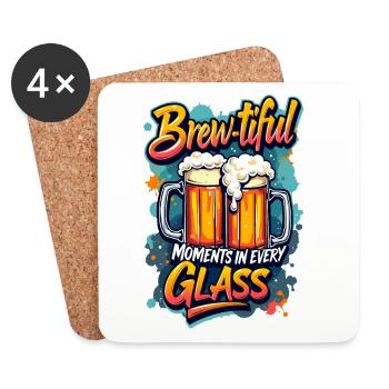 DES MOMENTS DE BRASSAGE DANS CHAQUE VERRE, BIÈRE - Dessous de verre (lot de 4) - blanc - Devant