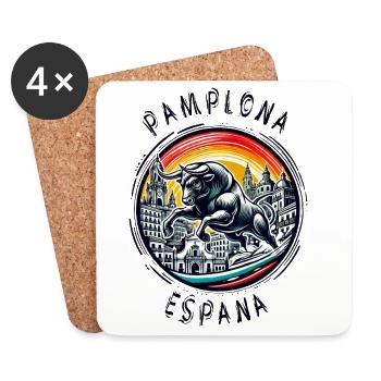 Pamplona Spain bull vacation - Coasters (set of 4) - white - Front