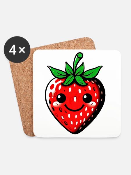 Erdbeeren Erdbeeren - Untersetzer (4er-Set) - Weiß