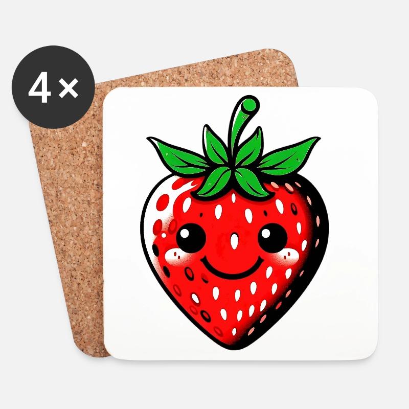 Erdbeeren Erdbeeren - Untersetzer (4er-Set) - Weiß