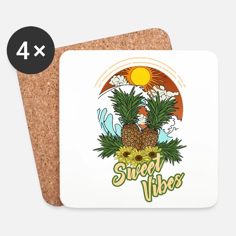 Ananas Sommer Sonne Strand Hawaii - Sweet Vibes - Untersetzer (4er-Set) - Weiß
