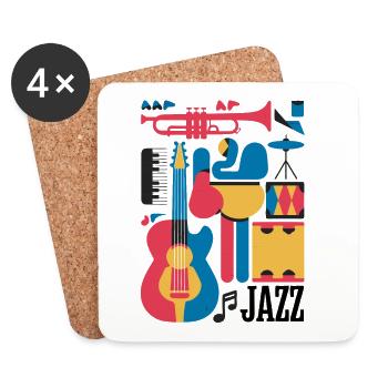 Fröhliche Musiknoten und Instrumente Illustration - Untersetzer (4er-Set) - Weiß - Vorne