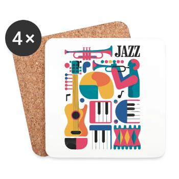 Design coloré sur le thème de la musique - Dessous de verre (lot de 4) - blanc - Devant