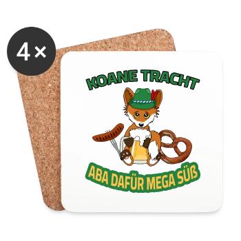 Bayern Fest - Koane Tracht aba dafür mega süß - Untersetzer (4er-Set) - Weiß - Vorne