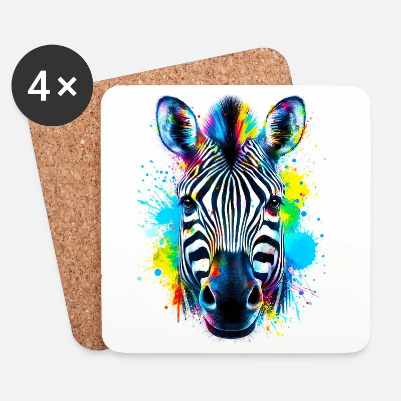 Zebra - Untersetzer (4er-Set) - Weiß