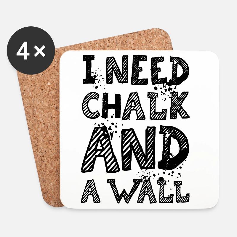 Chalk Boulder Klettern Wand lustige Sprüche Symbol - Untersetzer (4er-Set) - Weiß