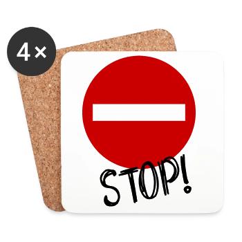 STOP. HUMOR. MESSAGE. QUOTATION. PANEL. DAD - Coasters (set of 4) - white - Front