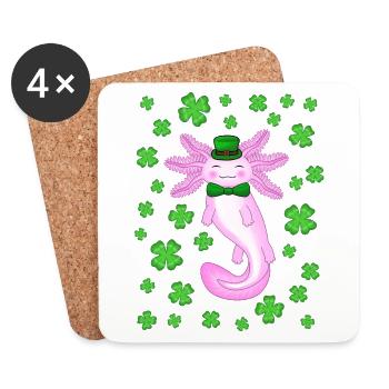 Axolotl de la Saint-Patrick rose - Dessous de verre (lot de 4) - blanc - Devant